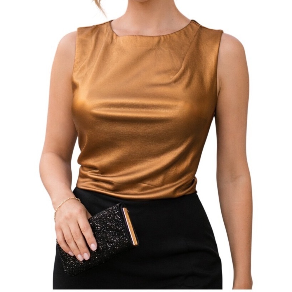 Joe's Jeans Revolve Women's Gold Sleeveless Draped Side Tank Top Size Small